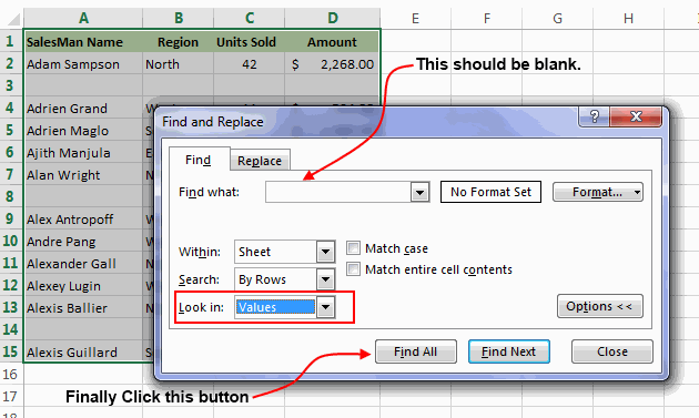remove multiple blank rows in excel for mac